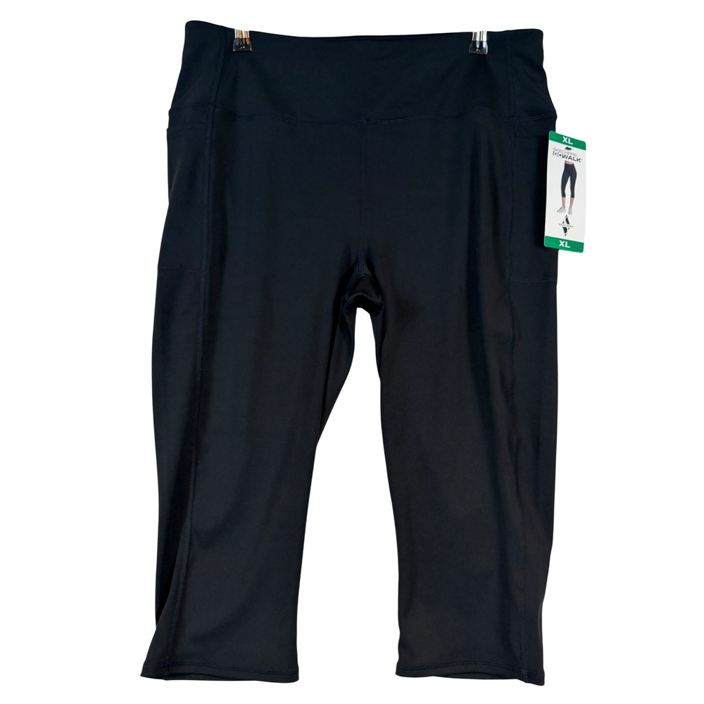 Skechers GOwalk Womens XL Black High Waisted Capri Leggings Pockets Yoga Gym Run